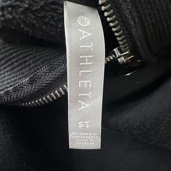 Athleta Cozy Karma 1/4 Zip Sweatshirt Women Small Black Long Sleeve Fleece Lined - Picture 5 of 10